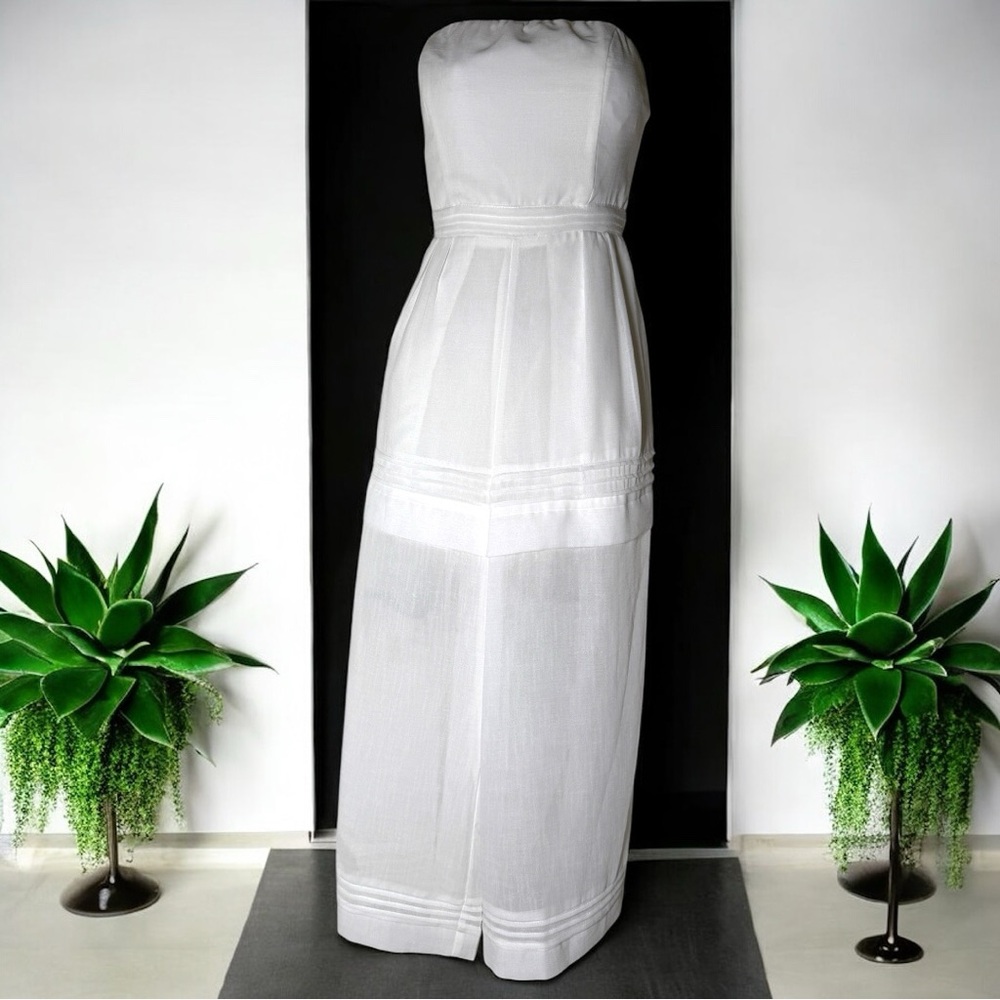Selfie Leslie Woman’s White Strapless Wide Leg Pant Size Large/8